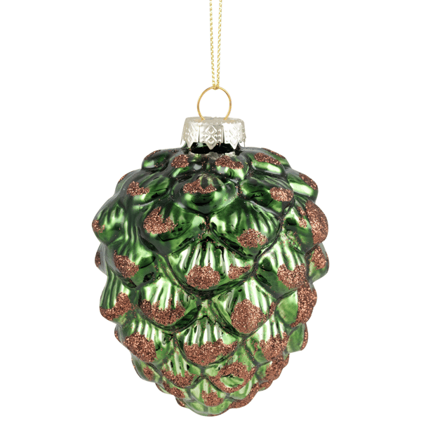 Northlight Pine Cone with Glitter Glass Christmas Ornament