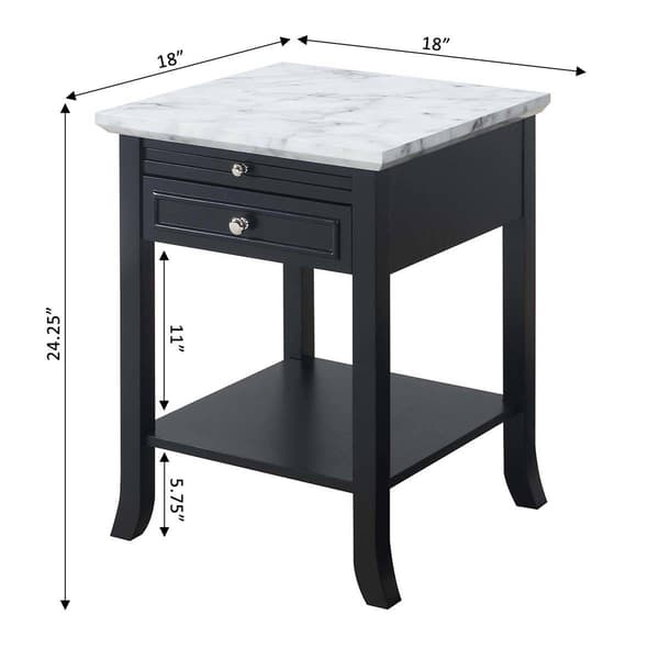 Convenience Concepts American Heritage Marble End Table - Black