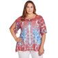 Plus Size Ruby Rd. Elbow Sleeve Knit Mirrored Overlay Top - image 1