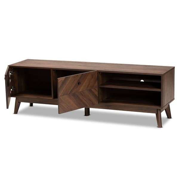 Baxton Studio Hartman Mid-Century Walnut Brown Wood TV Stand
