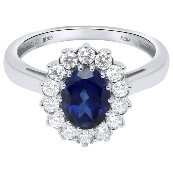Nova Star® Oval Lab Grown Sapphire with Lab Grown Diamond Ring