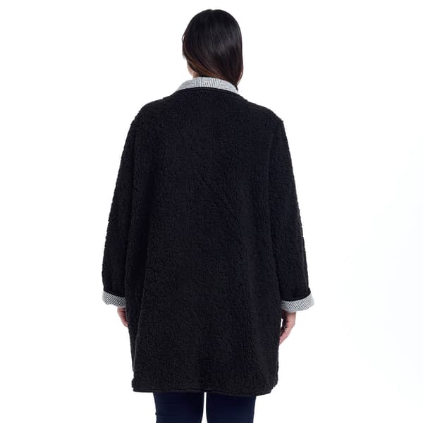 Plus Size Weatherproof Herringbone Sherpa Lined Coatigan