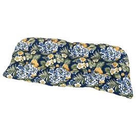 Jordan Manufacturing Floral Wicker Settee Cushion - Blue/Yellow