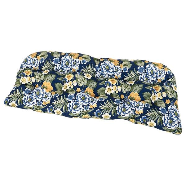 Jordan Manufacturing Floral Wicker Settee Cushion - Blue/Yellow - image 