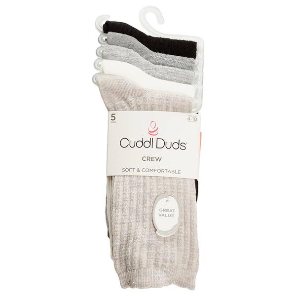 Womens Cuddl Duds(R) 5pk. V Texture Scallop Edges Crew Socks - image 