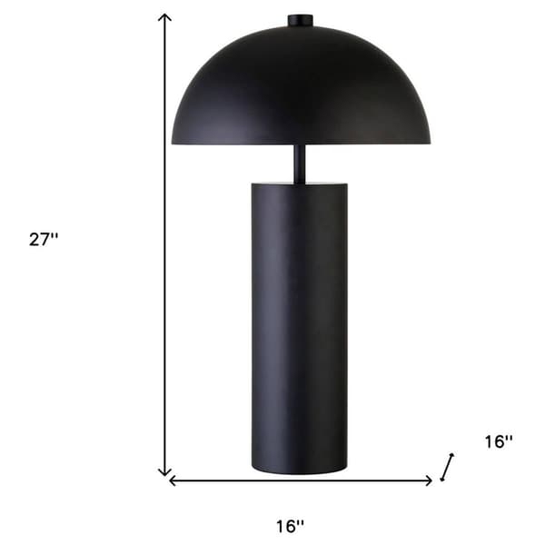HomeRoots 27in. Black Dome Shade Metal Table Lamp