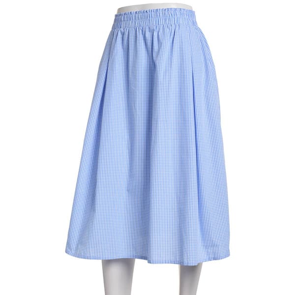 Juniors Hunter & Brown Gingham Midi Skirt with Pockets