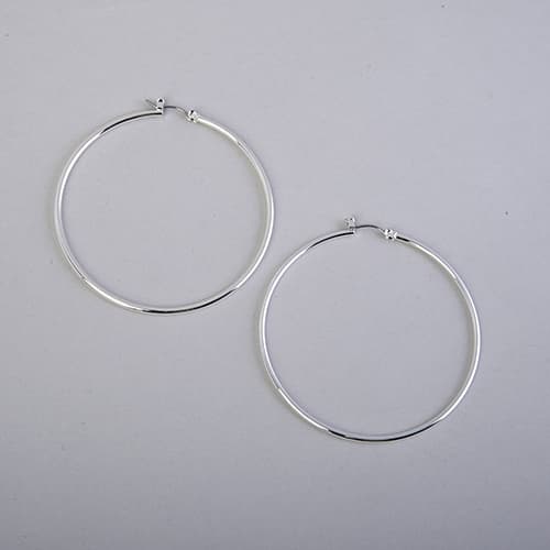 Chaps Silver-Tone Thin Hoop Earrings