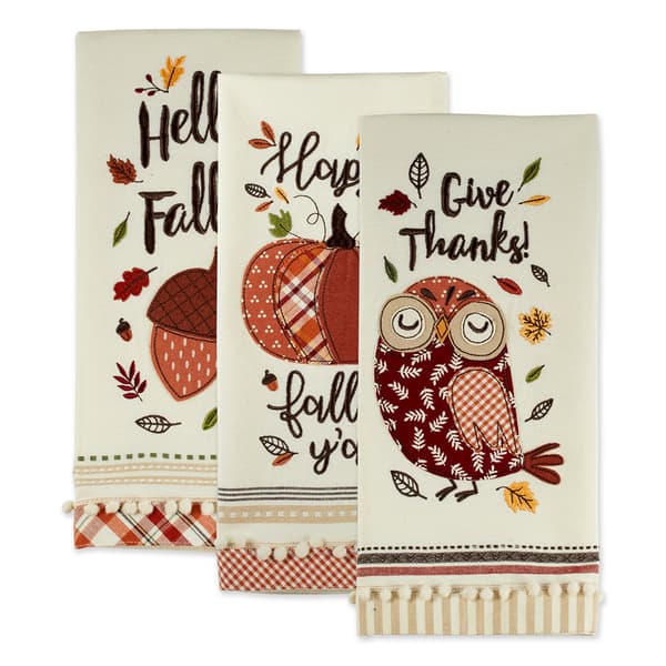 DII(R) Embellished Welcome Fall Dishtowel Set Of 3 - image 