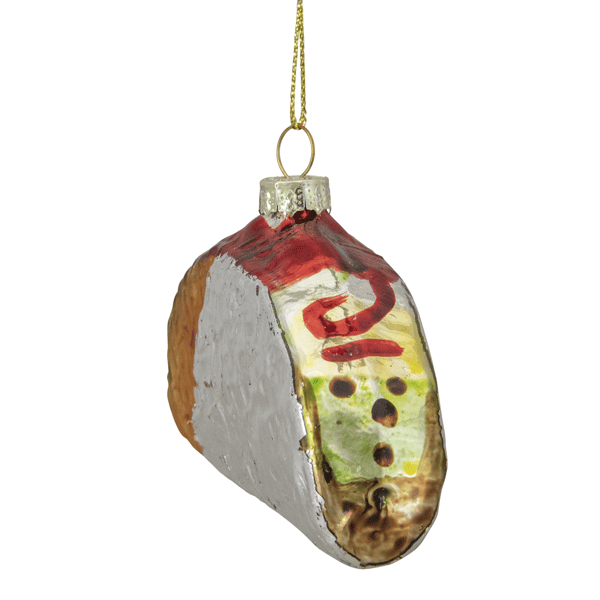 Northlight 4in. Silver & Gold Taco Glass Christmas Ornament