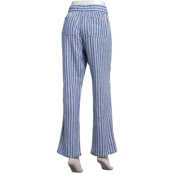 Womens Per Se Drawstring Waist Wide Leg Four Pocket Stripe Pants
