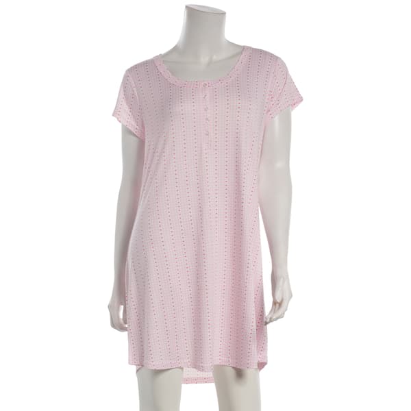 Womens Laura Ashley(R) Short Sleeve Striped Heart Nightshirts