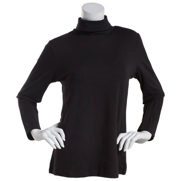 Womens Runway Ready Long Sleeve Solid Milky Turtleneck - Black - image 