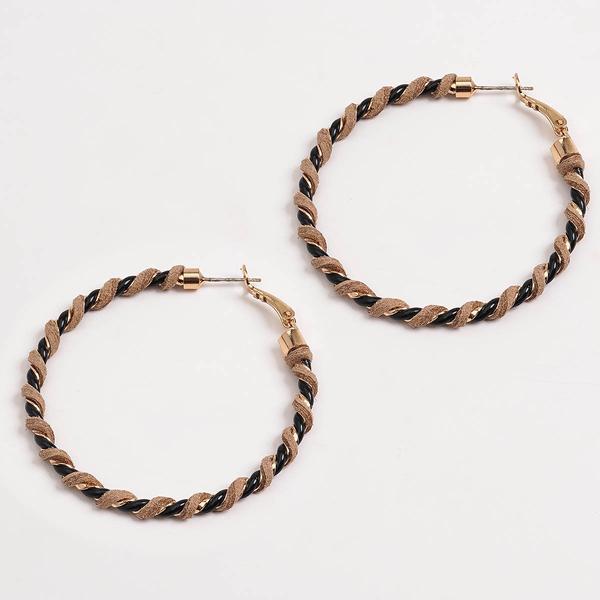 Ashley Cooper(tm) Gold-Tone Cord & Faux Suede Hoop Earrings - image 