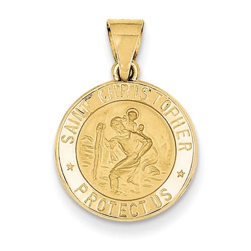 Unisex Gold Classics&#40;tm&#41; 14kt. Saint Christopher Medal Pendant - image 