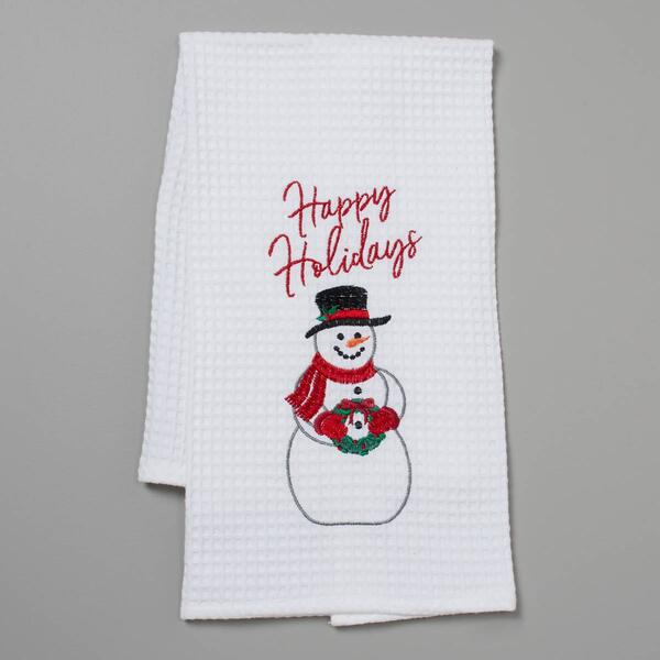 Happy Holidays Snowman Kitchen Towel - image 