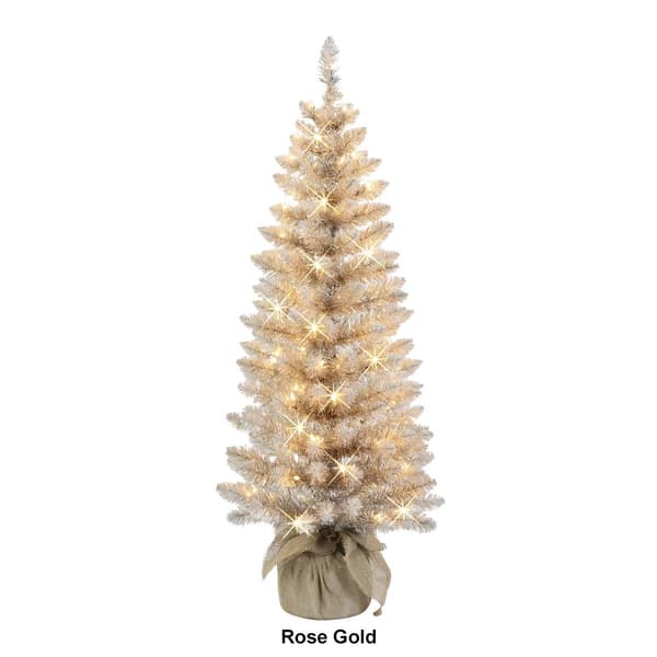 Puleo International 4ft. Pre-Lit Artificial Burlap Christmas Tree