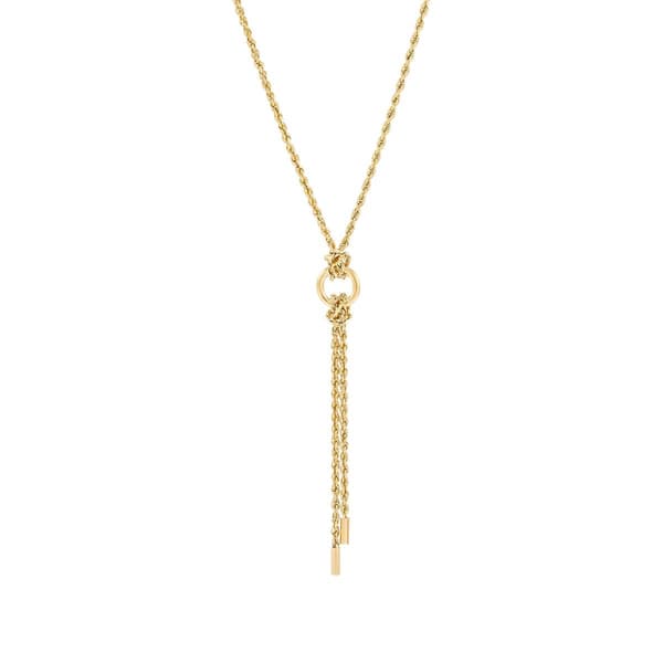 Gold Classics&#40;tm&#41; Circle & Bar Lariat Rope Chain Necklace - image 