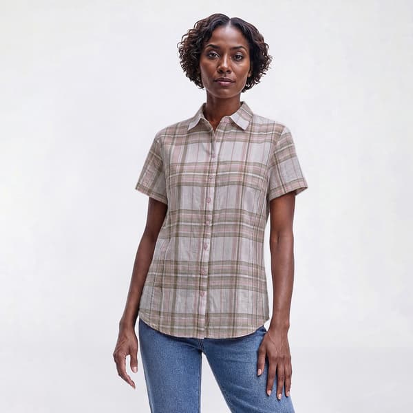 Womens Preswick & Moore(R) Plaid Dobby Camp Button Down - image 