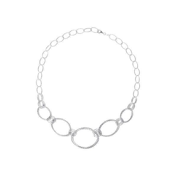 Ellen Tracy Sterling Silver Graduated Oval Link Necklace - image 