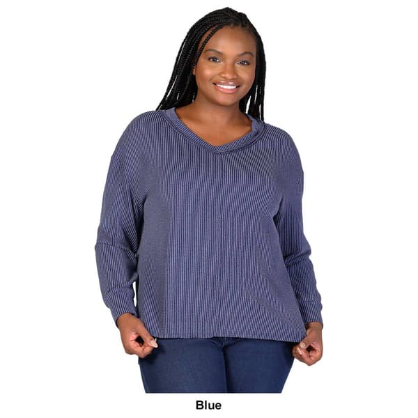 Plus Size 24/7 Comfort Apparel Relaxed Fit V Neck Sweater Top
