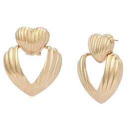 Steve Madden Gold Fluted Heart Drop Earrings