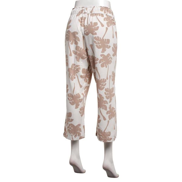 Womens da-sh Drawstring Tropical Palm Tree Linen Capris