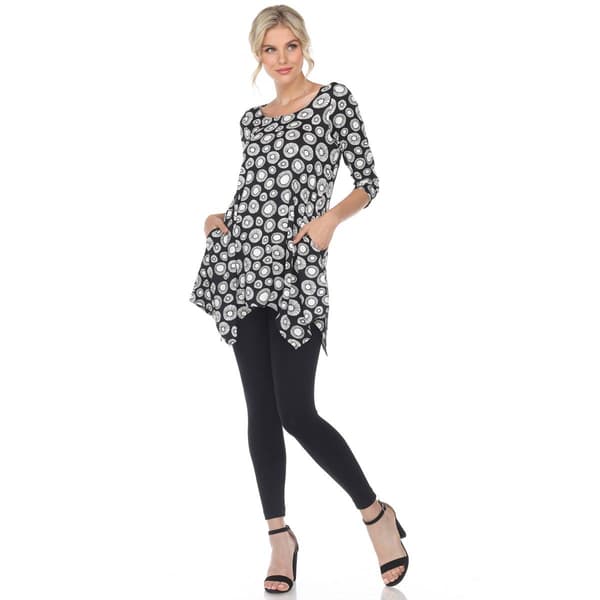 Womens White Mark Geometric Circle Tunic Top