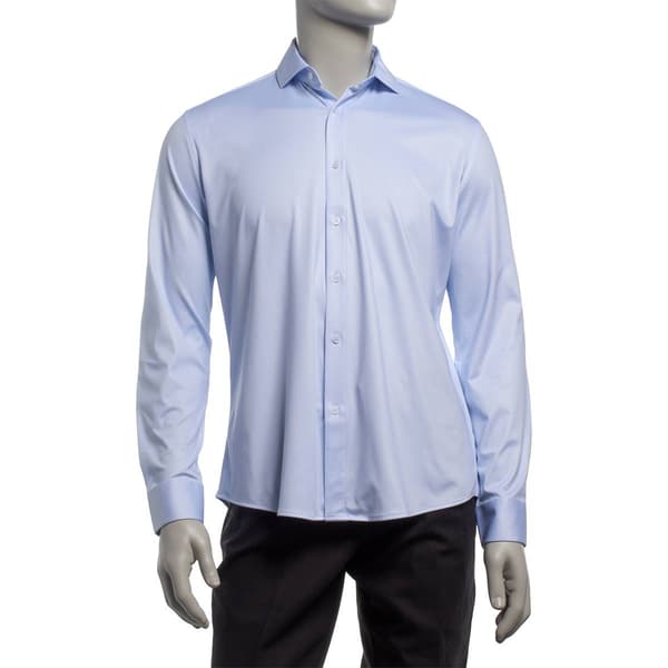 Mens Tom Baine Sky Blue Diamonds Fitted Traveler Dress Shirt - image 