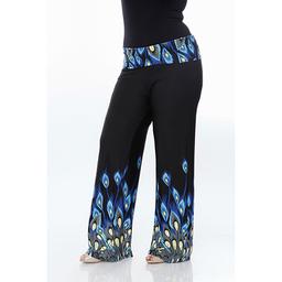 Plus Size White Mark Printed Palazzo Pants-Peacock
