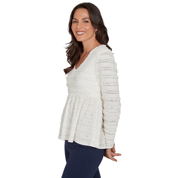 Womens Skye’s the Limit Urban Heirloom V Neck Ruffle Lace Blouse