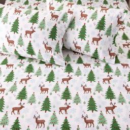 Freshfolds Premium Cotton Trees & Deer Winter Bed Sheet Set