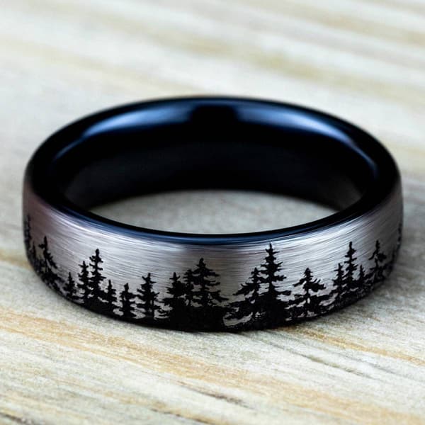 Mens Endless Affection™ 6.5mm Titanium Treeline Wedding Band