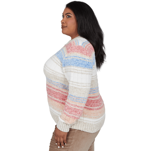 Plus Size Alfred Dunner Sunset Ridge Space Dye Stripe Sweater