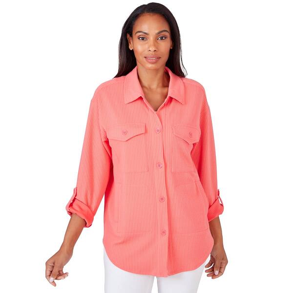 Womens Ruby Rd. Patio Party 3/4 Sleeve Stripe Ottoman Jacket - image 