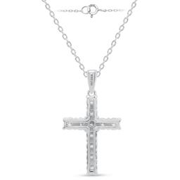 Nova Star® Sterling Silver Lab Grown Diamond Cross Pendant