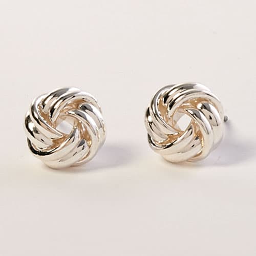 Napier Silver-Tone Knot Button Earrings - image 