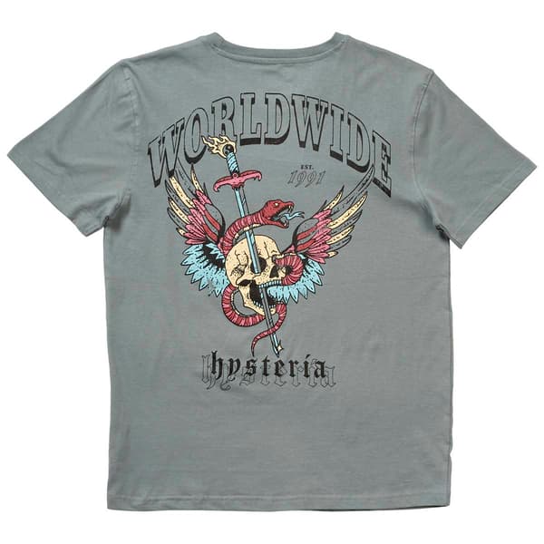 Young Mens Brooklyn Cloth® Worldwide Hysteria Graphic Tee - Grey