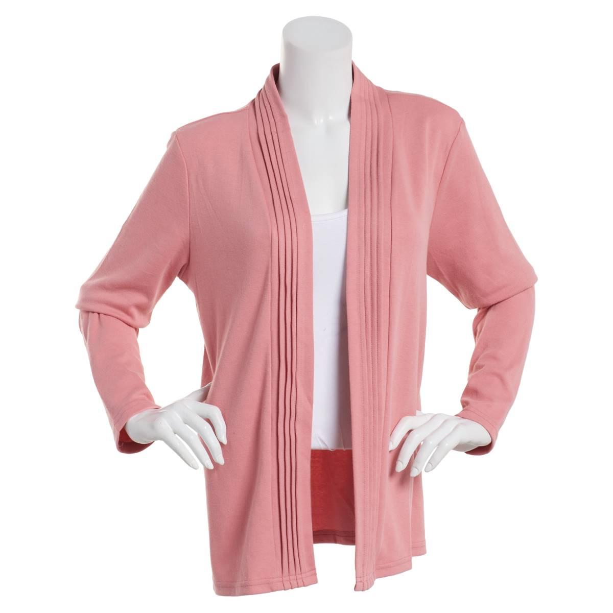 Womens Hasting & Smith Long Sleeve Pleat Front Open Cardigan