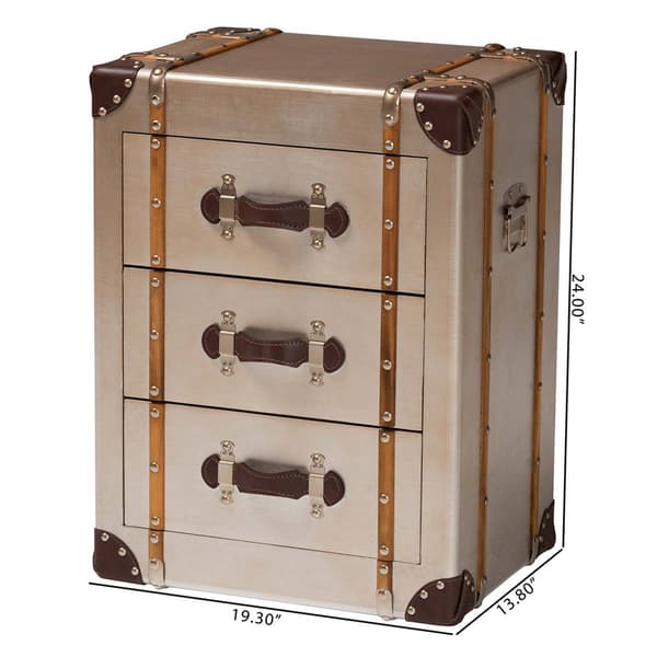 Baxton Studio Naylor Vintage Matte Bronze 3-Drawer Cabinet