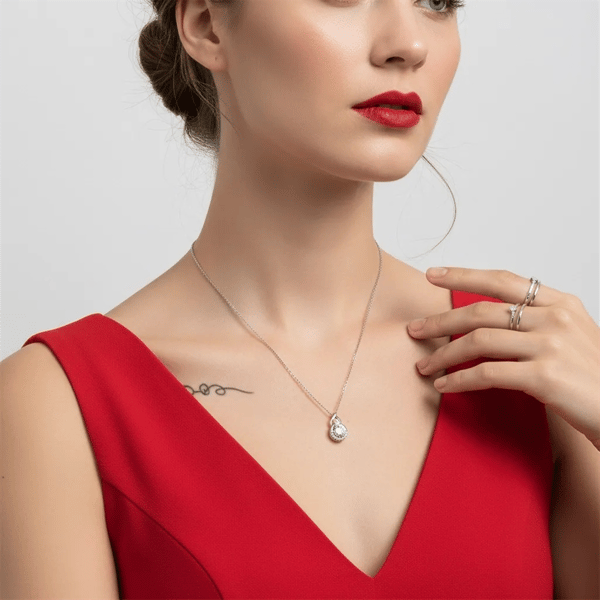 Saffron 0.5ctw.Moissanite Diamond Infinity Drop Necklace