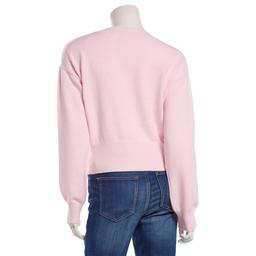Juniors Pink Rose Ballet Neck Ribbed Pullover Sweater - Pink