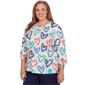 Plus Size Alfred Dunner Saratoga Springs Allover Heart Blouse - image 3