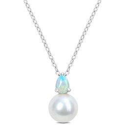 Gemstone Classics(tm) Freshwater Pearl & Ethiopian Opal Pendants