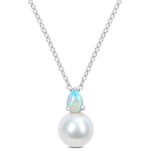 Gemstone Classics(tm) Freshwater Pearl & Ethiopian Opal Pendants - image 