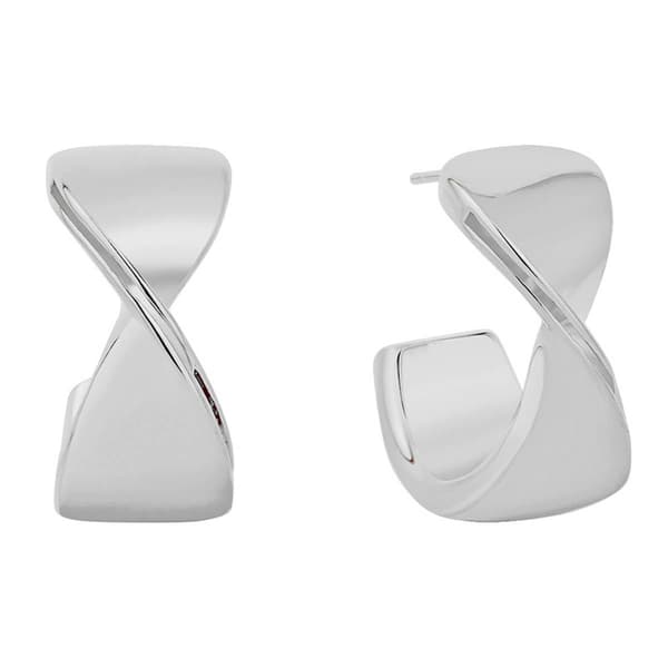 Marsala Fine Silver Plated Twist C-Hoop Post Earrings