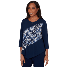 Petite Alfred Dunner Classics Diagonal Abstract Blouse