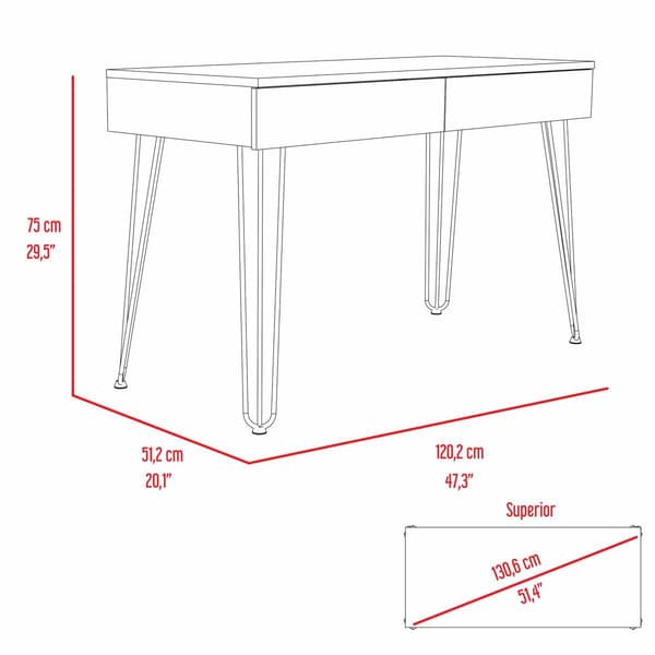 FM FURNITURE Oakland 2 Drawer Computer Desk