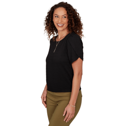 Petite Emaline La Vita Costiera Short Tulip Sleeve Solid Blouse