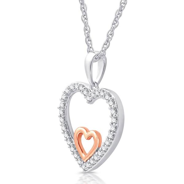 Nova Star® Lab Grown Diamon Two-Tone Double Heart Pendant